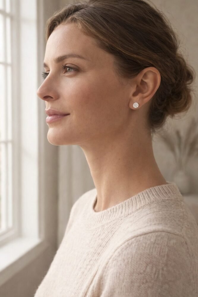 עגיל סוליטר – Moissanite | AMAZONA – תמונה 3